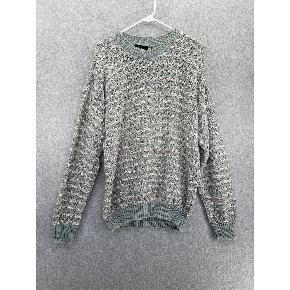 Tony Lambert Men's Knit Sweater Long Sleeve Vintage Size Large Striped Blue